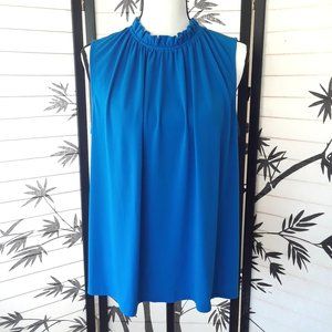 Worthington Vibrant Blue High Ruffle Neck Blue Top